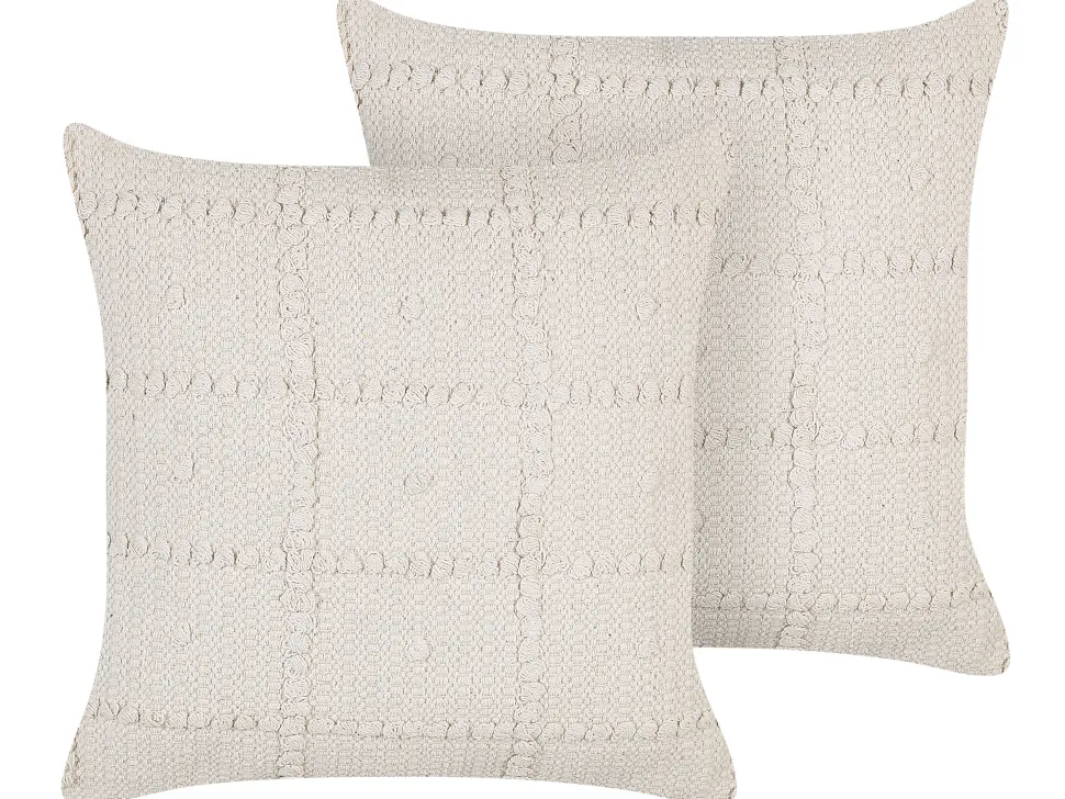 Dekokissen Geometrisches Muster Baumwolle Beige 45 X 45 Cm 2Er Set Ixora