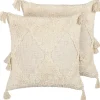 Dekokissen Geometrisches Muster Baumwolle Hellbeige Getuftet 45 X 45 Cm 2Er Set Avium
