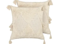 Dekokissen Geometrisches Muster Baumwolle Hellbeige Getuftet 45 X 45 Cm 2Er Set Avium