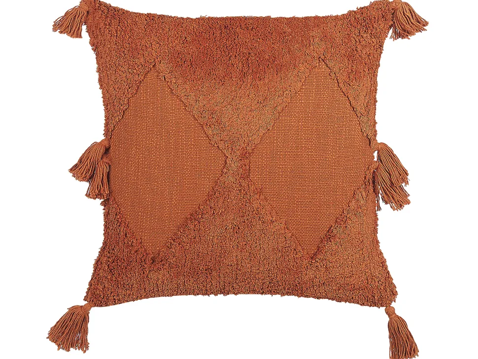 Dekokissen Geometrisches Muster Baumwolle Orange Getuftet 45 X 45 Cm Avium