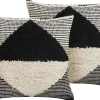 Dekokissen Geometrisches Muster Baumwolle Beige / Schwarz Getuftet 50 X 50 Cm 2Er Set Khora