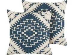 Dekokissen Geometrisches Muster Blau / Beige 50 X 50 Cm 2Er Set Safi
