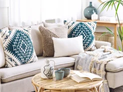 Dekokissen Geometrisches Muster Blau / Beige 50 X 50 Cm 2Er Set Safi