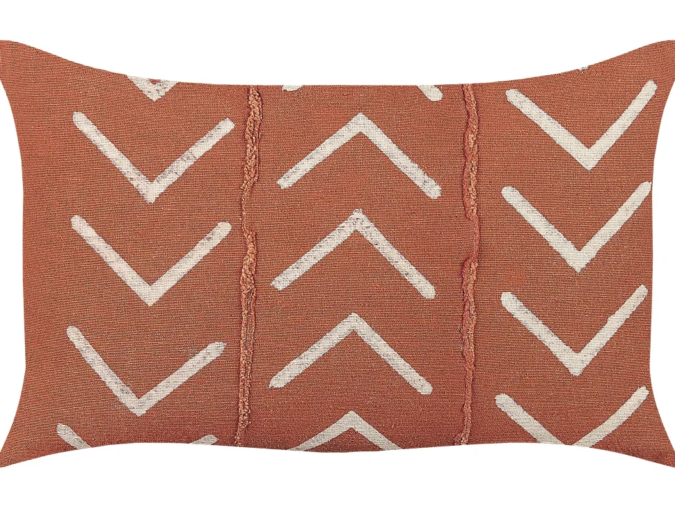 Dekokissen Geometrisches Muster Baumwolle Orange 35 X 55 Cm Albium