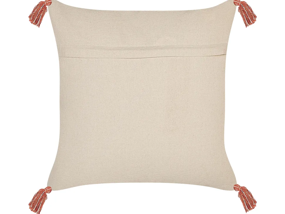 Dekokissen Geometrisches Muster Baumwolle Beige/Orange Getuftet Mit Quasten 45 X 45 Cm 2Er Set Hickory