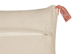 Dekokissen Geometrisches Muster Baumwolle Beige/Orange Getuftet Mit Quasten 45 X 45 Cm 2Er Set Hickory