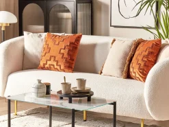 Dekokissen Geometrisches Muster Samtstoff Orange 45 X 45 Cm 2Er Set Bahia