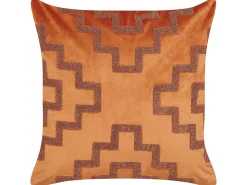 Dekokissen Geometrisches Muster Samtstoff Orange 45 X 45 Cm 2Er Set Bahia