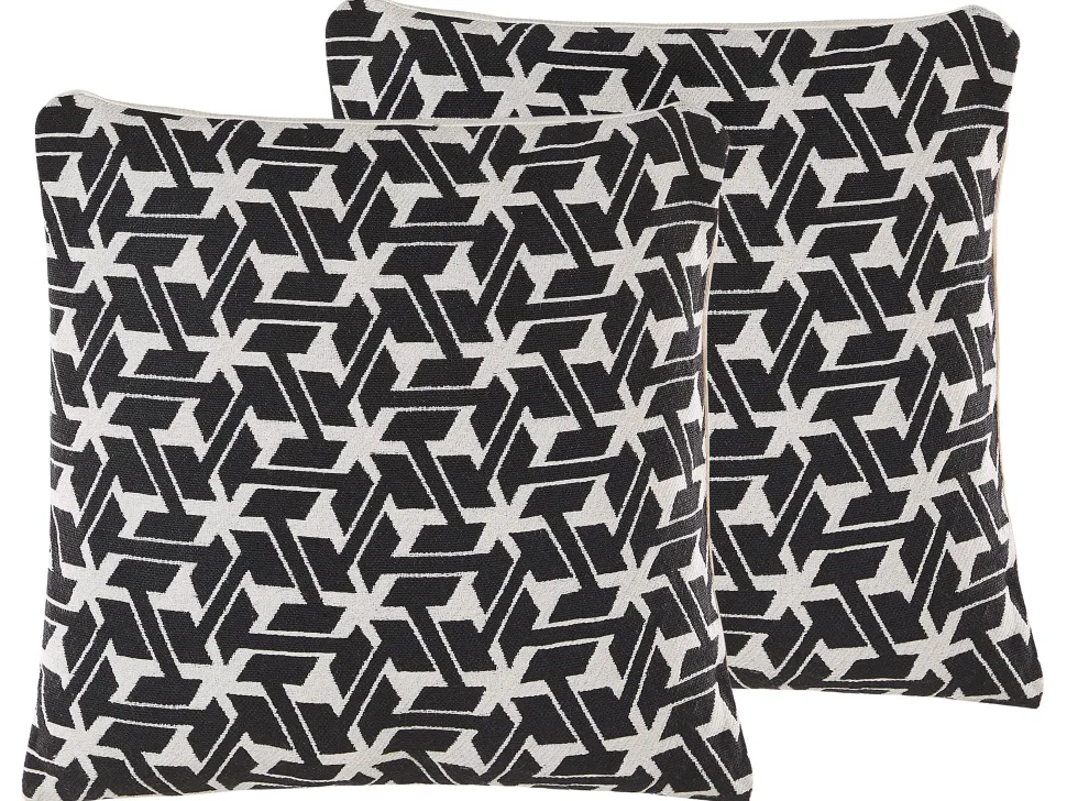 Dekokissen Geometrisches Muster Schwarz / Creme 45 X 45 Cm 2Er Set Andirin