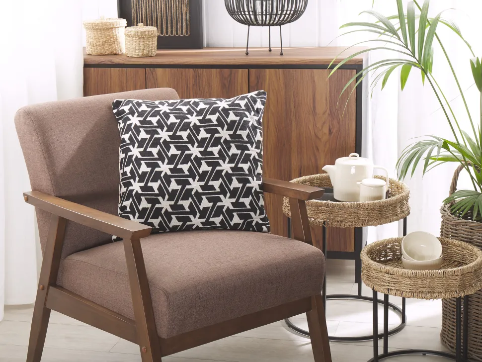 Dekokissen Geometrisches Muster Schwarz / Creme 45 X 45 Cm 2Er Set Andirin