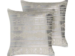 Dekokissen Geometrisches Muster Baumwolle Silber 50 X 50 Cm 2Er Set Oujda