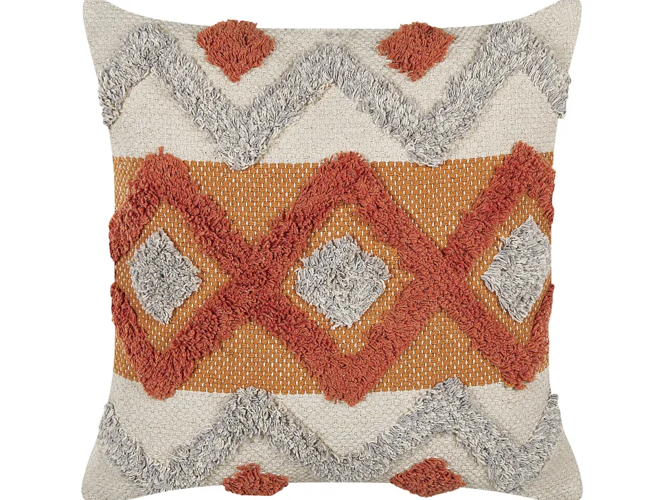 Dekokissen Geometrisches Muster Baumwolle Beige / Orange Getuftet 45 X 45 Cm Brevifolia