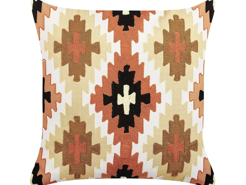 Dekokissen Geometrisches Muster Mehrfarbig Bestickt 50 X 50 Cm Serampore