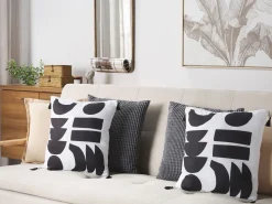 Dekokissen Geometrisches Muster Mit Fransen Weis / Schwarz 45 X 45 Cm 2Er Set Liriope