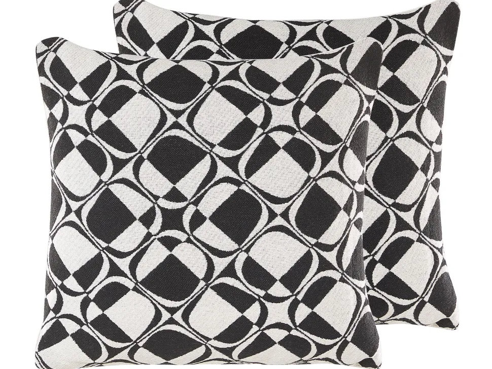Dekokissen Geometrisches Muster Schwarz / Weis 45 X 45 Cm 2Er Set Koture