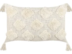 Dekokissen Geometrisches Muster Baumwolle Beige Getuftet 35 X 55 Cm Papaver
