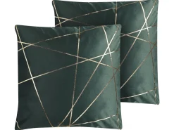 Dekokissen Geometrisches Muster Samtstoff Grun 45 X 45 Cm 2Er Set Pinus