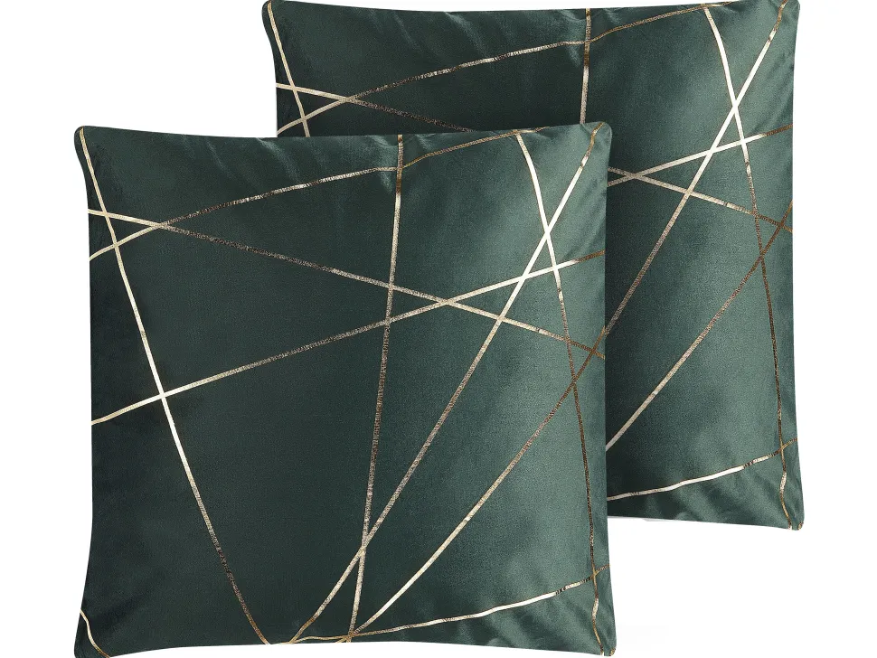 Dekokissen Geometrisches Muster Samtstoff Grun 45 X 45 Cm 2Er Set Pinus