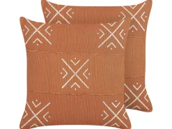 Dekokissen Geometrisches Muster Baumwolle Orange / Weis 45 X 45 Cm 2Er Set Vitis
