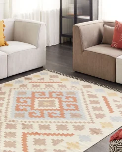 Dekokissen Geometrisches Muster Baumwolle Orange / Weis 45 X 45 Cm 2Er Set Vitis