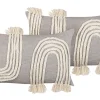 Dekokissen Geometrisches Muster Baumwolle Grau / Beige Gestickt 35 X 55 Cm 2Er Set Ocimum
