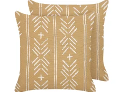 Dekokissen Geometrisches Muster Baumwolle Sandbeige / Weis 45 X 45 Cm 2Er Set Banyan