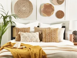 Dekokissen Geometrisches Muster Baumwolle Sandbeige / Weis 45 X 45 Cm 2Er Set Banyan