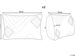 Dekokissen Geometrisches Muster Baumwolle Schwarz Getuftet 30 X 50 Cm 2Er Set Viburnum