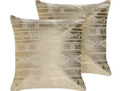 Dekokissen Geometrisches Muster Baumwolle Gold 50 X 50 Cm 2Er Set Oujda