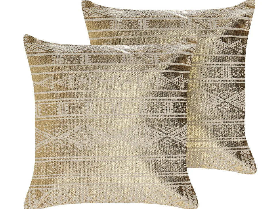 Dekokissen Geometrisches Muster Baumwolle Gold 50 X 50 Cm 2Er Set Oujda