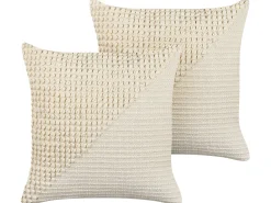 Dekokissen Geometrisches Muster Baumwolle Beige 45 X 45 Cm 2Er Set Pellaea