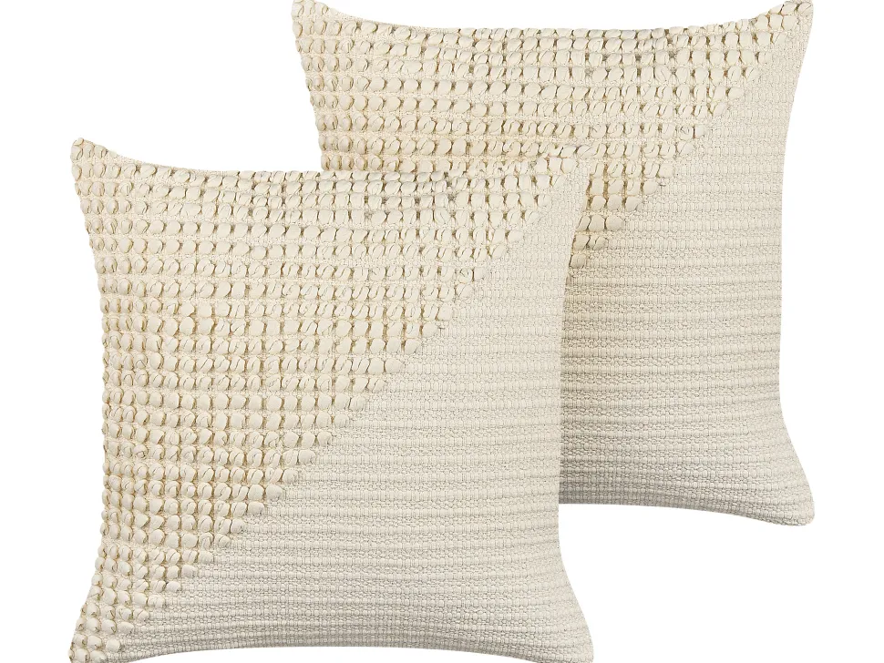Dekokissen Geometrisches Muster Baumwolle Beige 45 X 45 Cm 2Er Set Pellaea