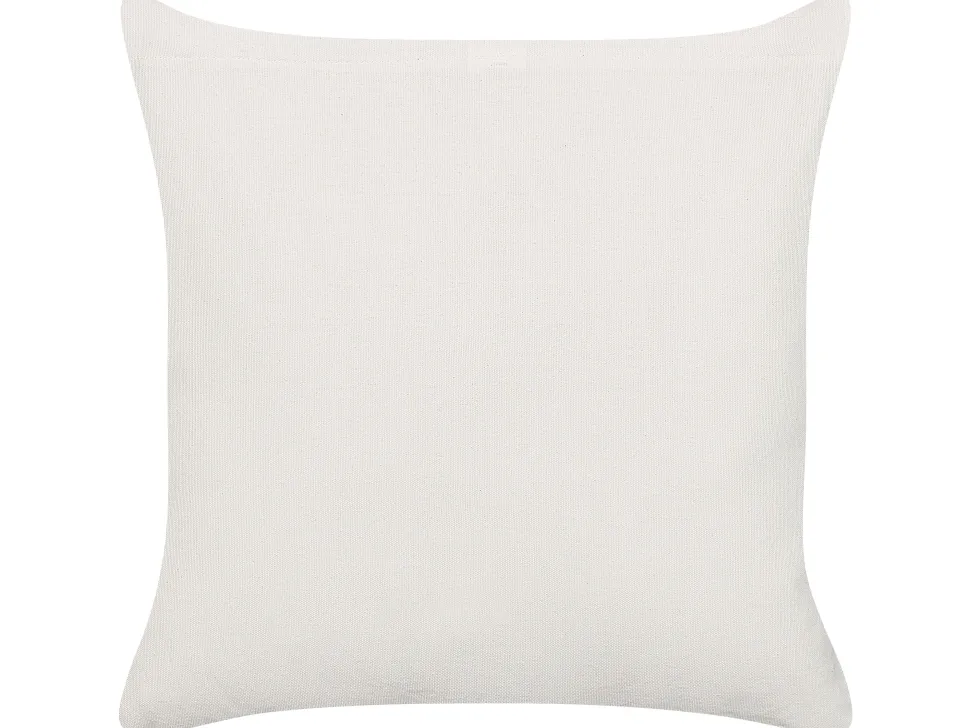 Dekokissen Geometrisches Muster Baumwolle Cremeweis / Senfgelb Mit Quasten 45 X 45 Cm Woodi