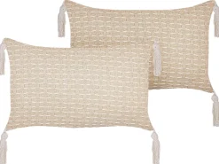 Dekokissen Geometrisches Muster Hellbeige 25 X 45 Cm 2Er Set Hakone