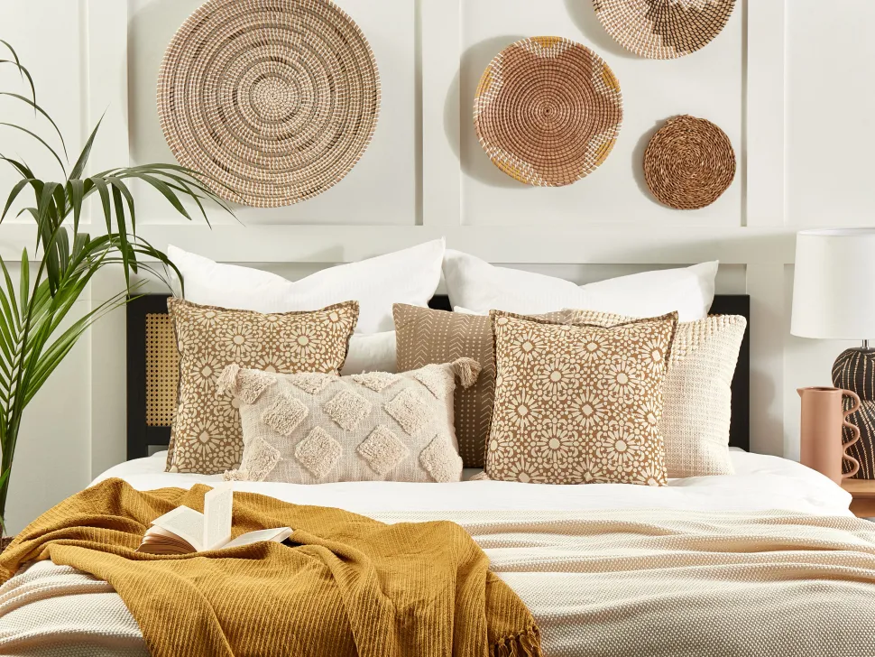 Dekokissen Geometrisches Muster Baumwolle Beige 45 X 45 Cm Ceiba