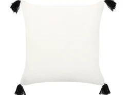 Dekokissen Geometrisches Muster Baumwolle Cremeweis / Schwarz Mit Quasten 45 X 45 Cm 2Er Set Mays