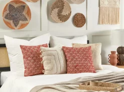 Dekokissen Geometrisches Muster Baumwolle Rot / Creme 45 X 45 Cm Rhus