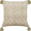 Dekokissen Geometrisches Muster Samtstoff Beige Mit Quasten 45 X 45 Cm Santolina