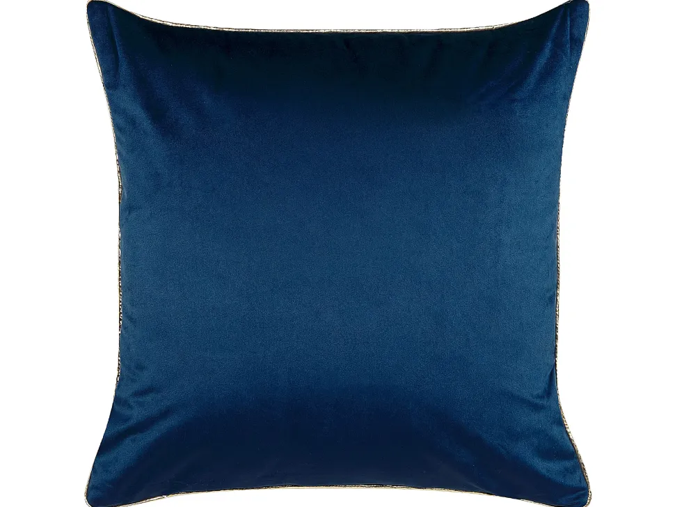 Dekokissen Gesichtsmotiv Samtstoff Dunkelblau / Gold 45 X 45 Cm 2Er Set Crocus