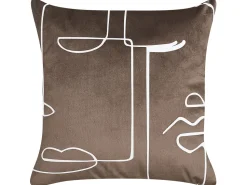 Dekokissen Gesichtsmotiv Samtstoff Braun 45 X 45 Cm 2Er Set Philodendron