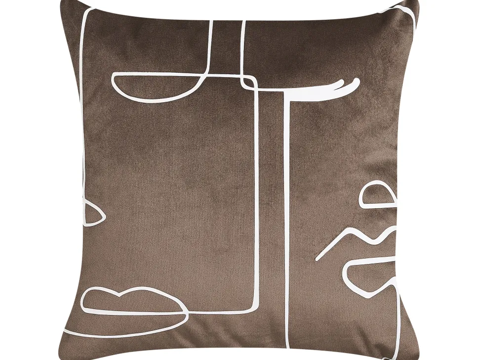 Dekokissen Gesichtsmotiv Samtstoff Braun 45 X 45 Cm 2Er Set Philodendron