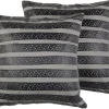 Dekokissen Gestreift Kunstleder Schwarz 45 X 45 Cm 2Er Set Lunaria