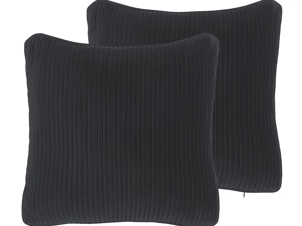 Dekokissen Gestreift Schwarz 45 X 45 Cm 2Er Set Gudari