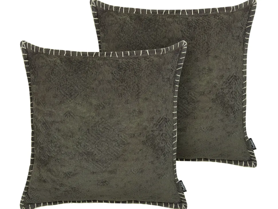 Dekokissen Grau Strukturiert 45 X 45 Cm 2Er Set Melur