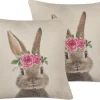 Dekokissen Hasenmotiv Grau / Rosa 45 X 45 Cm 2Er Set Tulipa
