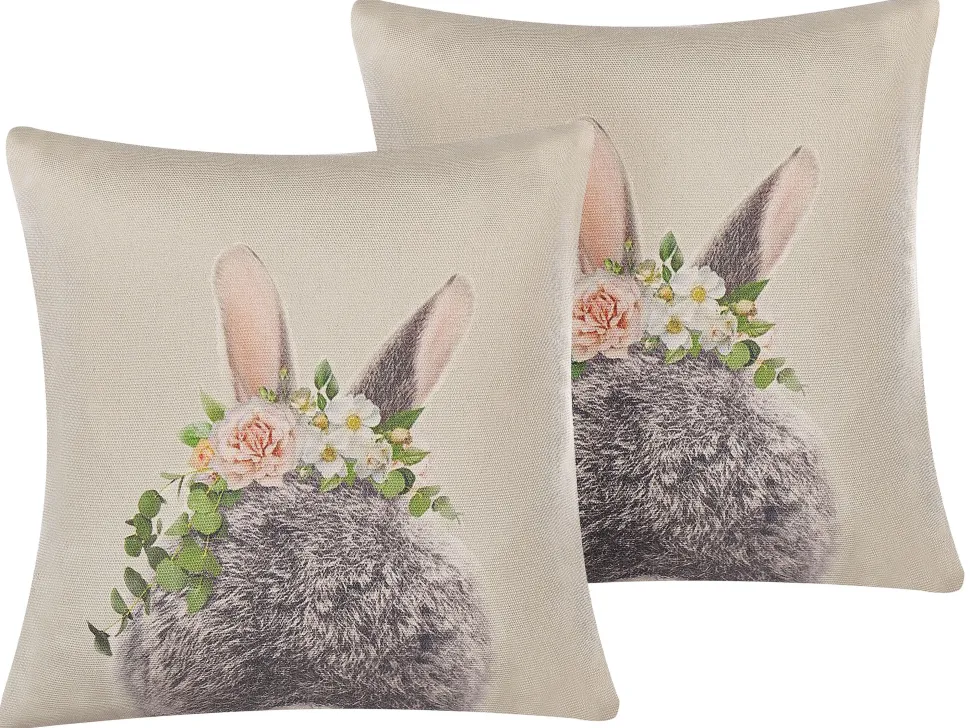 Dekokissen Hasenmotiv Mehrfarbig 45 X 45 Cm 2Er Set Fatsia