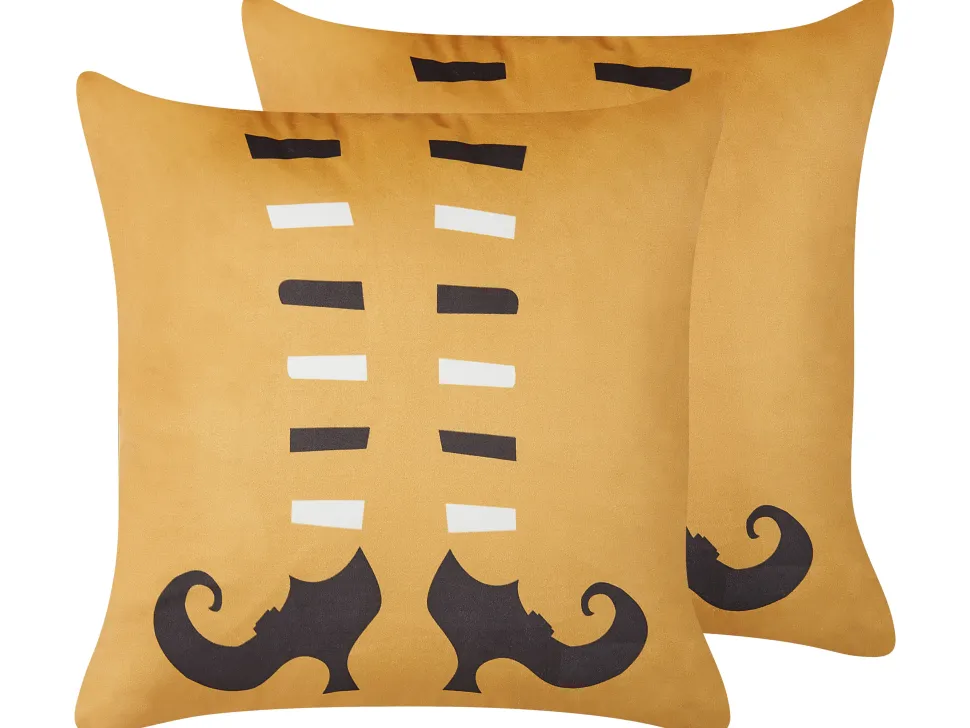 Dekokissen Hexenstiefel-Motiv Samtstoff Orange 45 X 45 Cm 2Er Set Covasna
