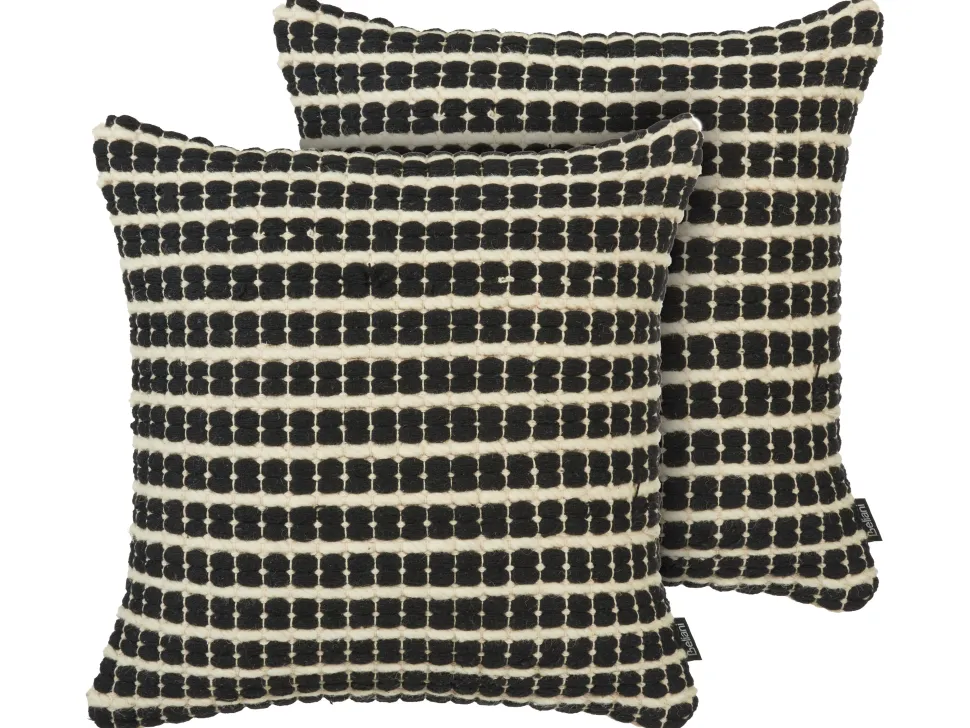 Dekokissen Kariertes Muster Schwarz / Creme 45 X 45 Cm 2Er Set Yoncali