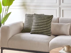 Dekokissen Kariertes Muster Schwarz / Creme 45 X 45 Cm 2Er Set Yoncali