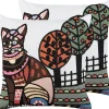 Dekokissen Katzenmotiv Mehrfarbig Bestickt 50 X 50 Cm 2Er Set Mehsana